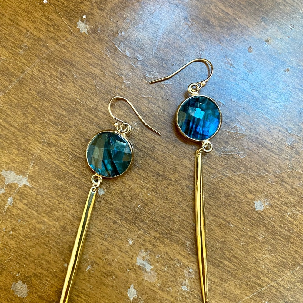Labradorite goldtone earrings - Picture 3 of 3